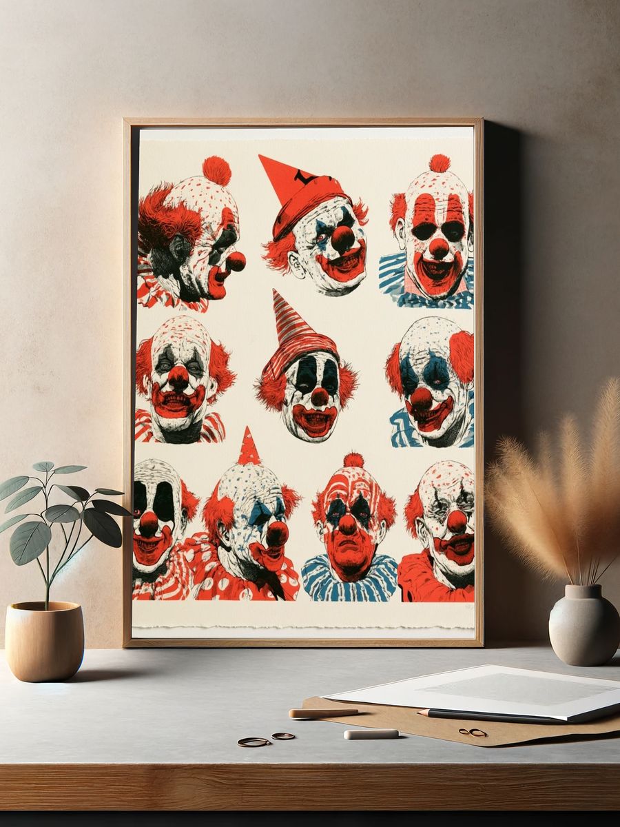 Clown Faces Pop-Art Poster. — room view 2