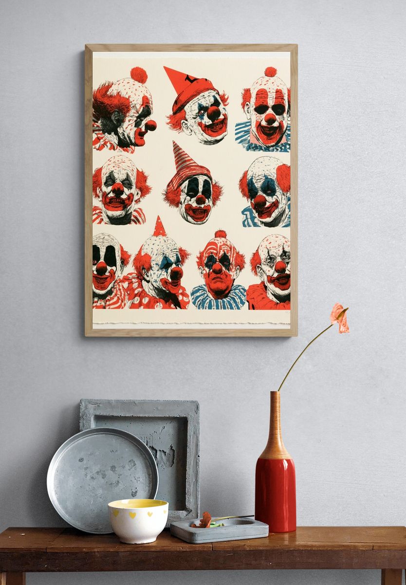 Clown Faces Pop-Art Poster. — room view 3