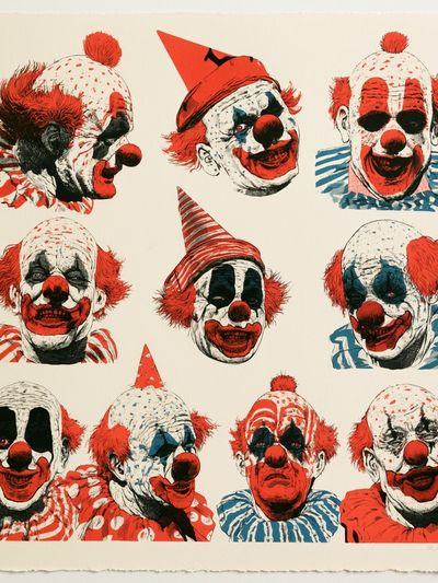 Clown Faces Pop-Art Poster.