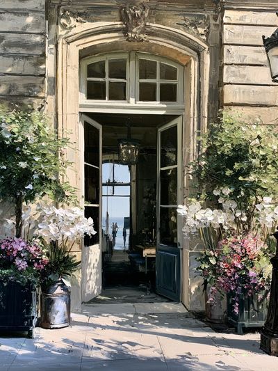 Parisian Courtyard Entrance Print. poster