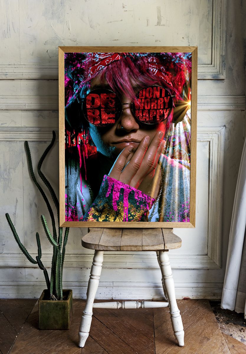 Neon Rebel Portrait Print. room preview
