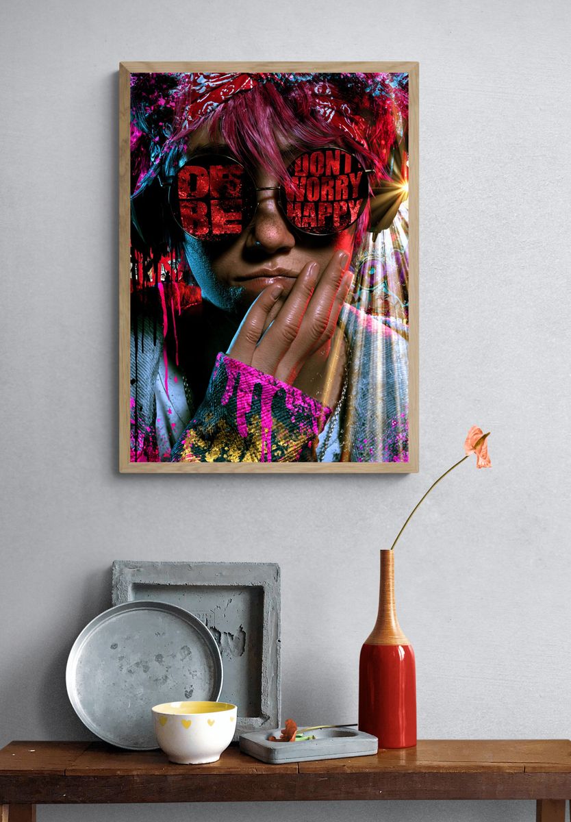 Neon Rebel Portrait Print. — room view 3