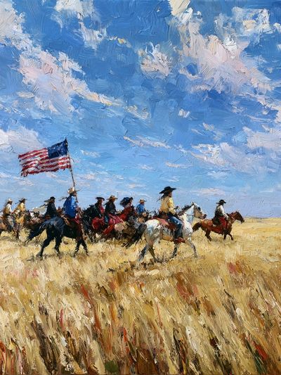 Cowboy Riders on the Plains Print. poster