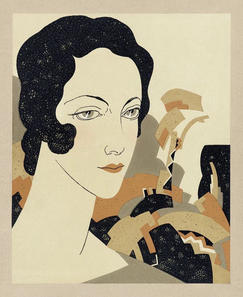 Woman's head (1931) fashion illustration. poster — fine-art art