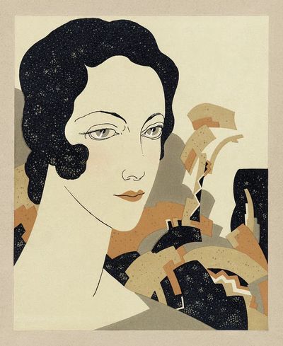 Woman's head (1931) fashion illustration. poster print