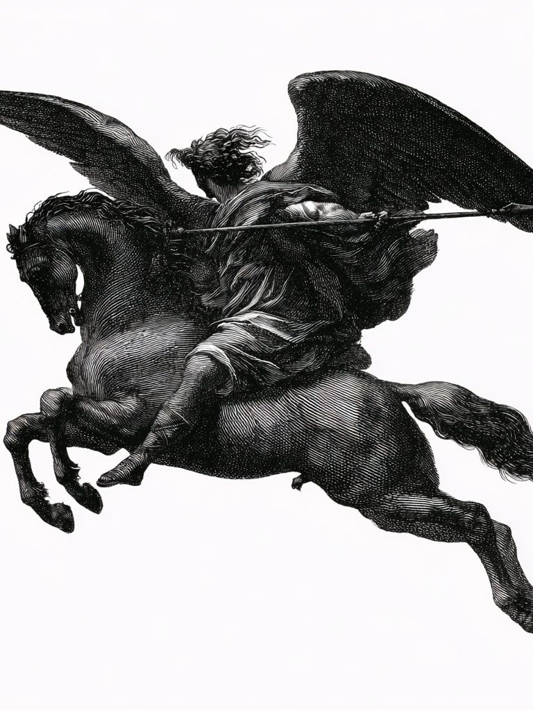 Winged Horse Mythology Print. poster — fine-art art