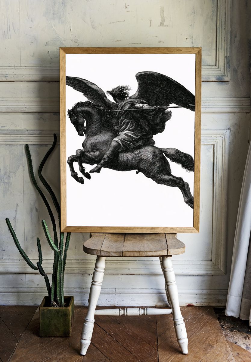 Winged Horse Mythology Print. room preview