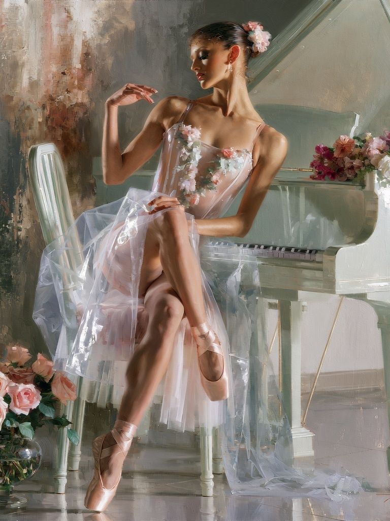 Ballerina at the Piano Fashion Print. poster — fine-art art