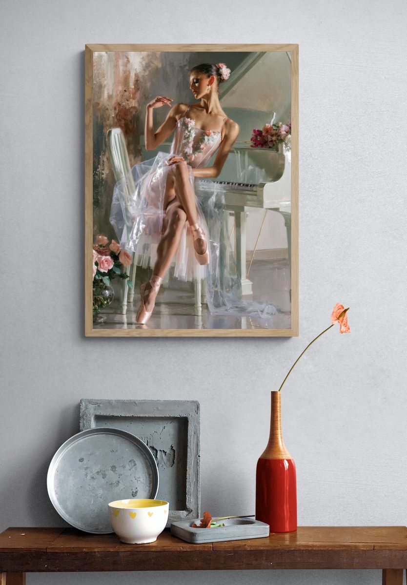 Ballerina at the Piano Fashion Print. — room view 3