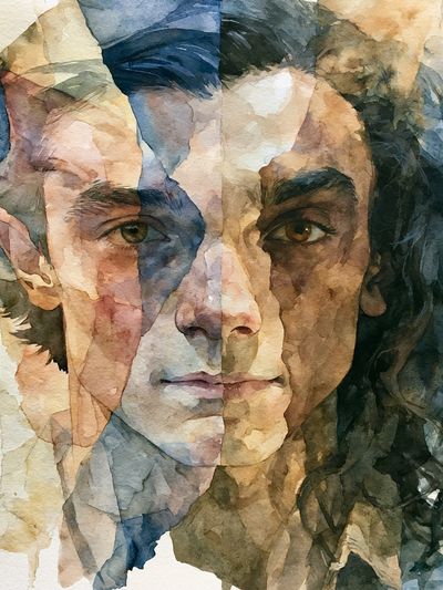 Watercolor Male Portrait Print. poster
