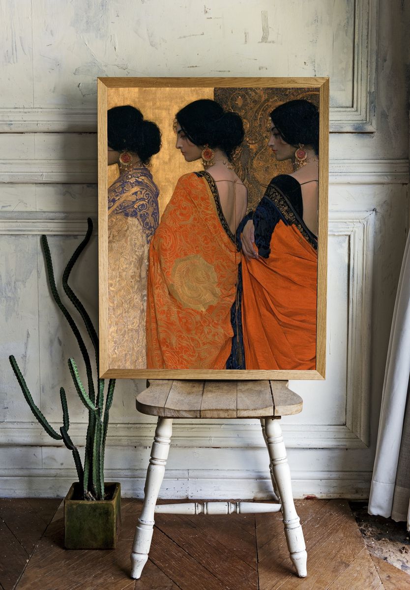 Three Women in Gold — Fine-Art Print. — room view 1