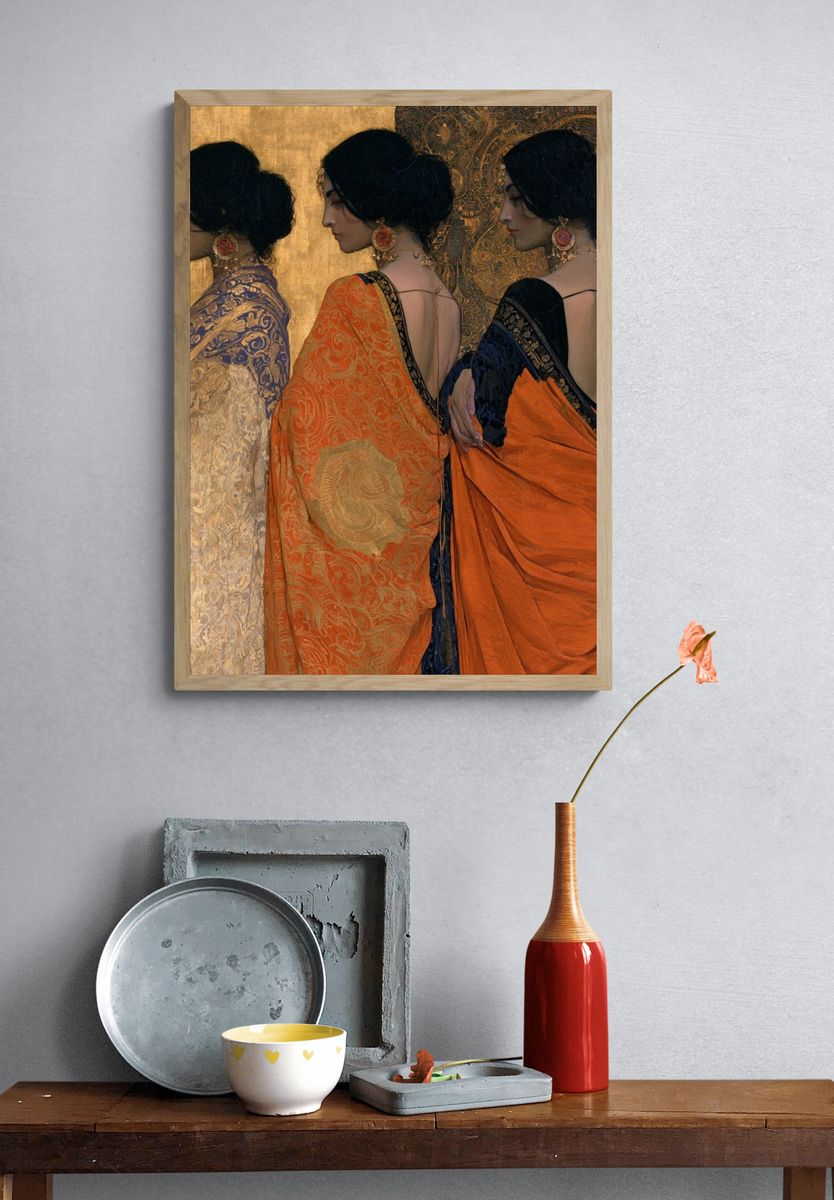 Three Women in Gold — Fine-Art Print. — room view 3