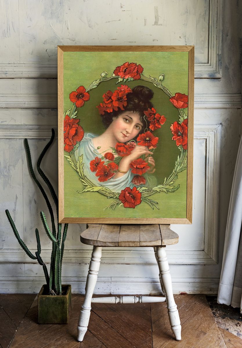Poppy Portrait Art Nouveau Print room preview