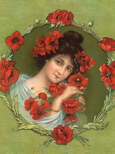 Poppy Portrait Art Nouveau Print. poster print