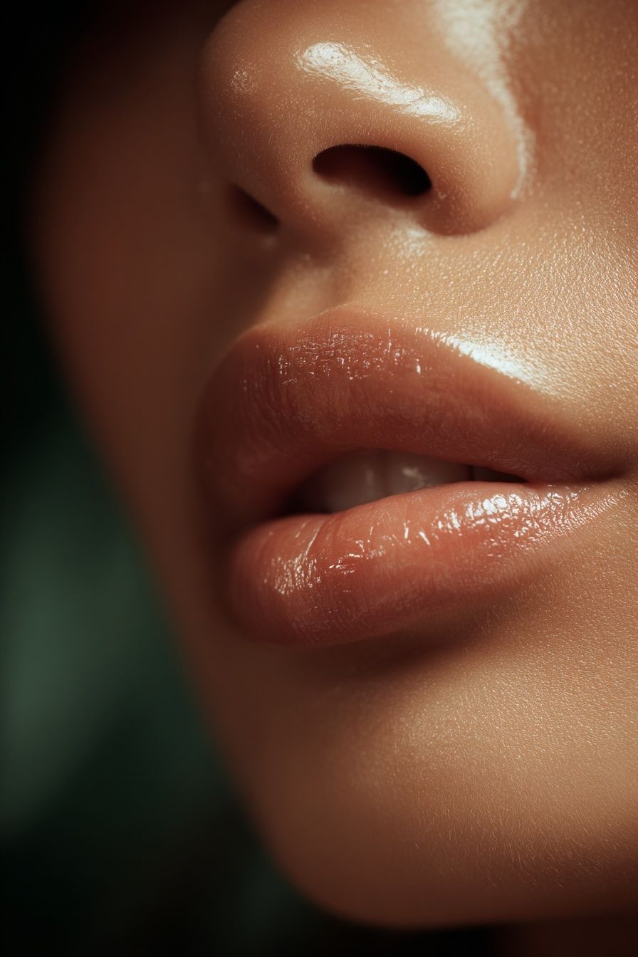 Close-Up of Glossy Lips — Fashion Photography Print. poster detail