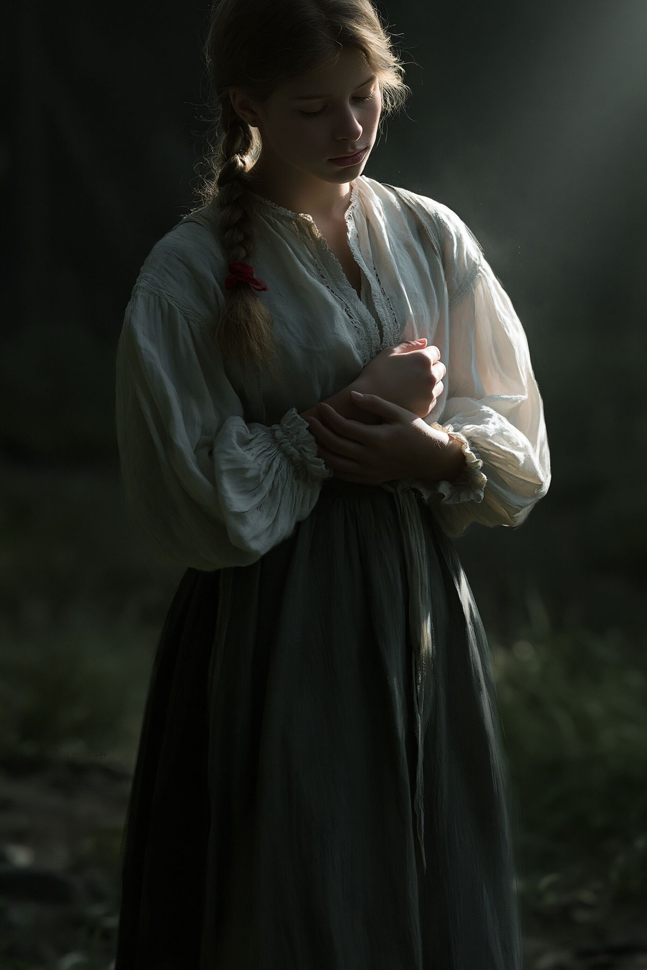 Contemplative Girl Portrait Print. poster detail