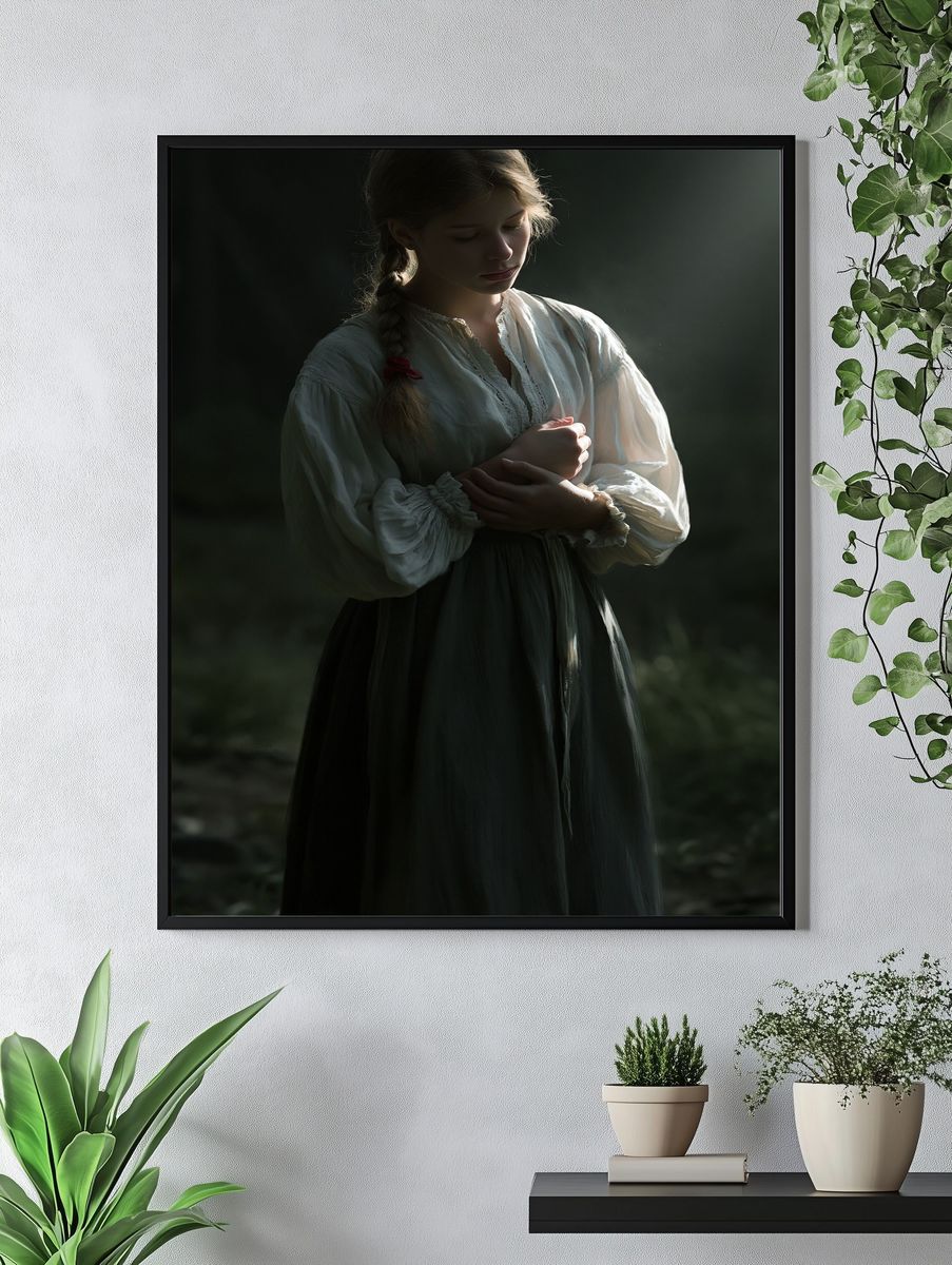 Contemplative Girl Portrait Print. — room view 4