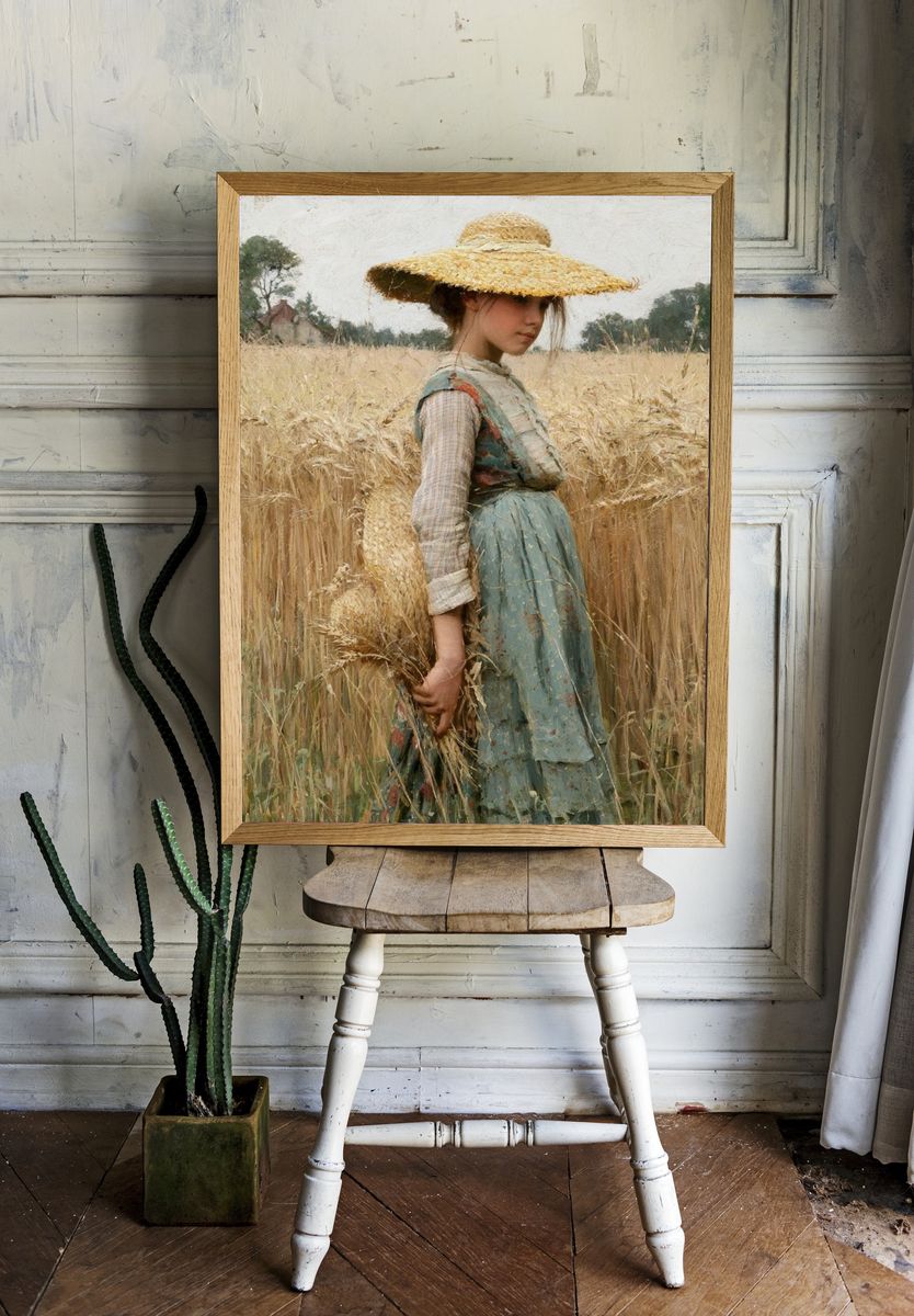 Girl in Wheat Field Fine-Art Print. — room view 1