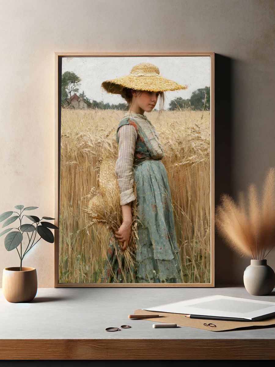 Girl in Wheat Field Fine-Art Print. — room view 2