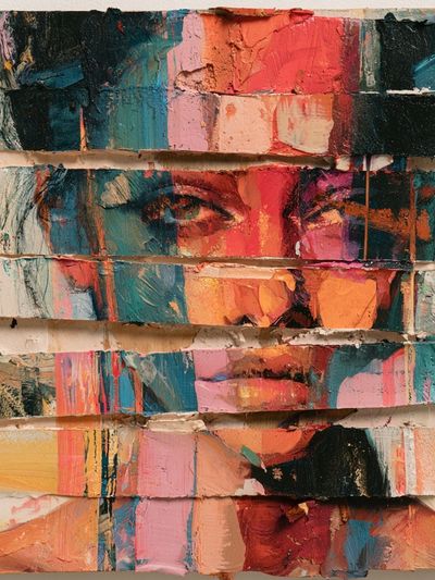 Fragmented Portrait Contemporary Print. poster