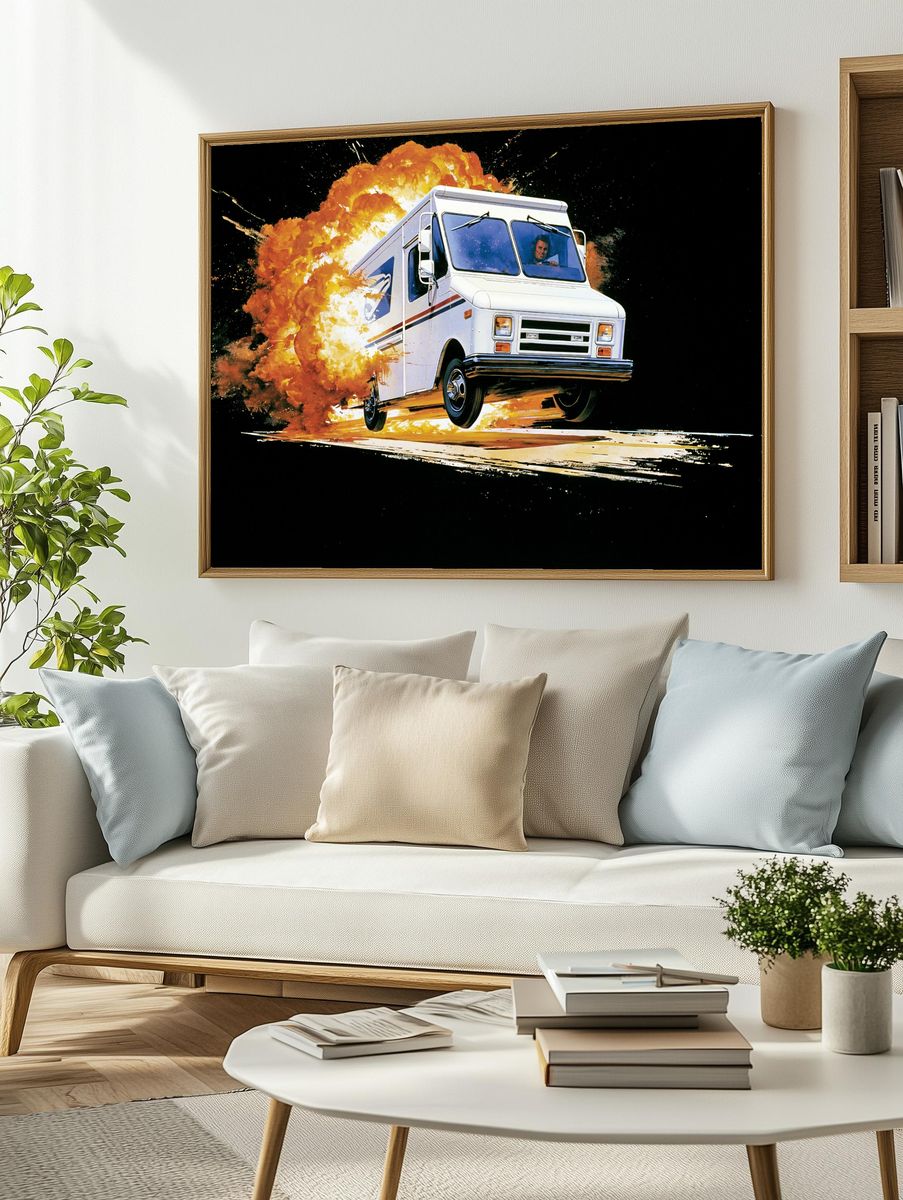 Exploding Delivery Truck Action Poster. — room view 2