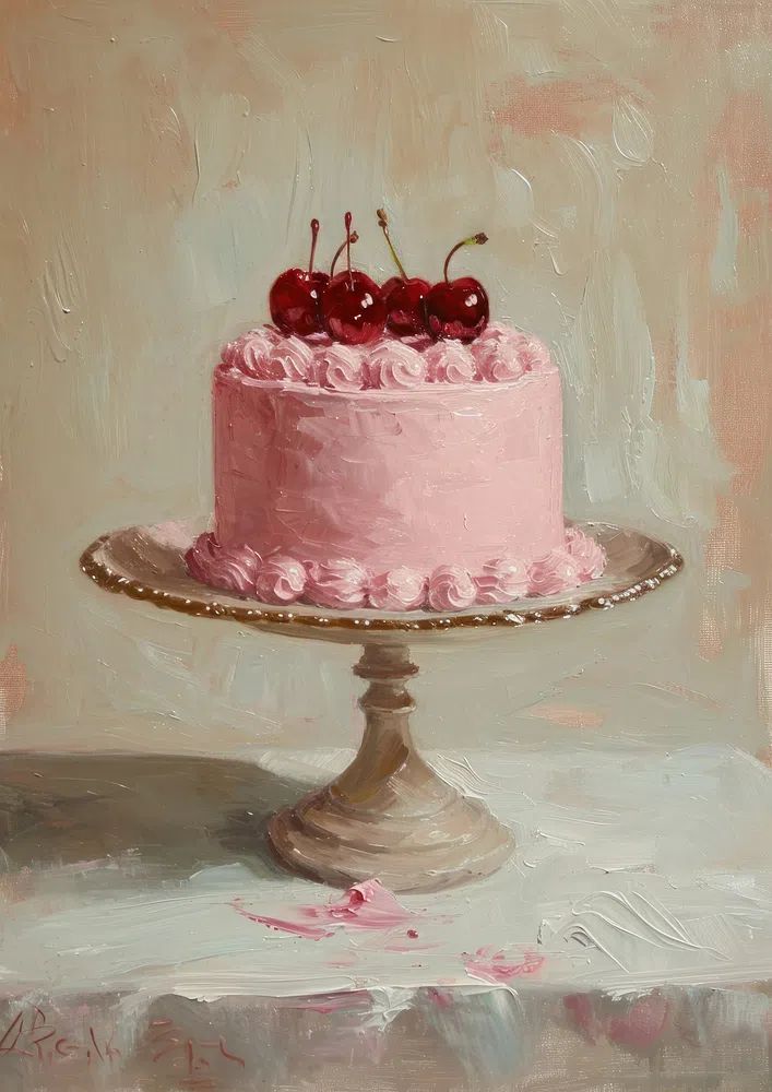 Pink Cherry Cake Fine-Art Poster. poster — fine-art art