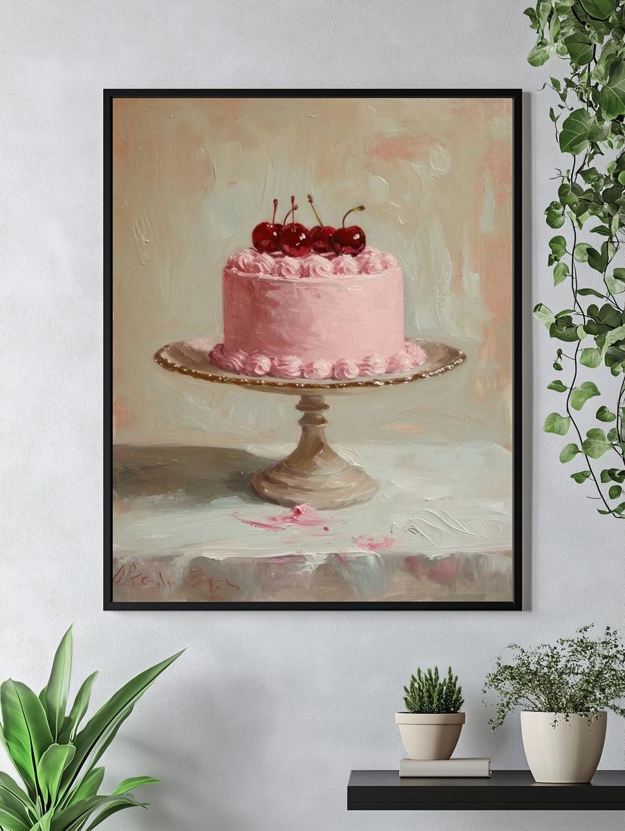 Pink Cherry Cake Fine-Art Poster. — room view 4