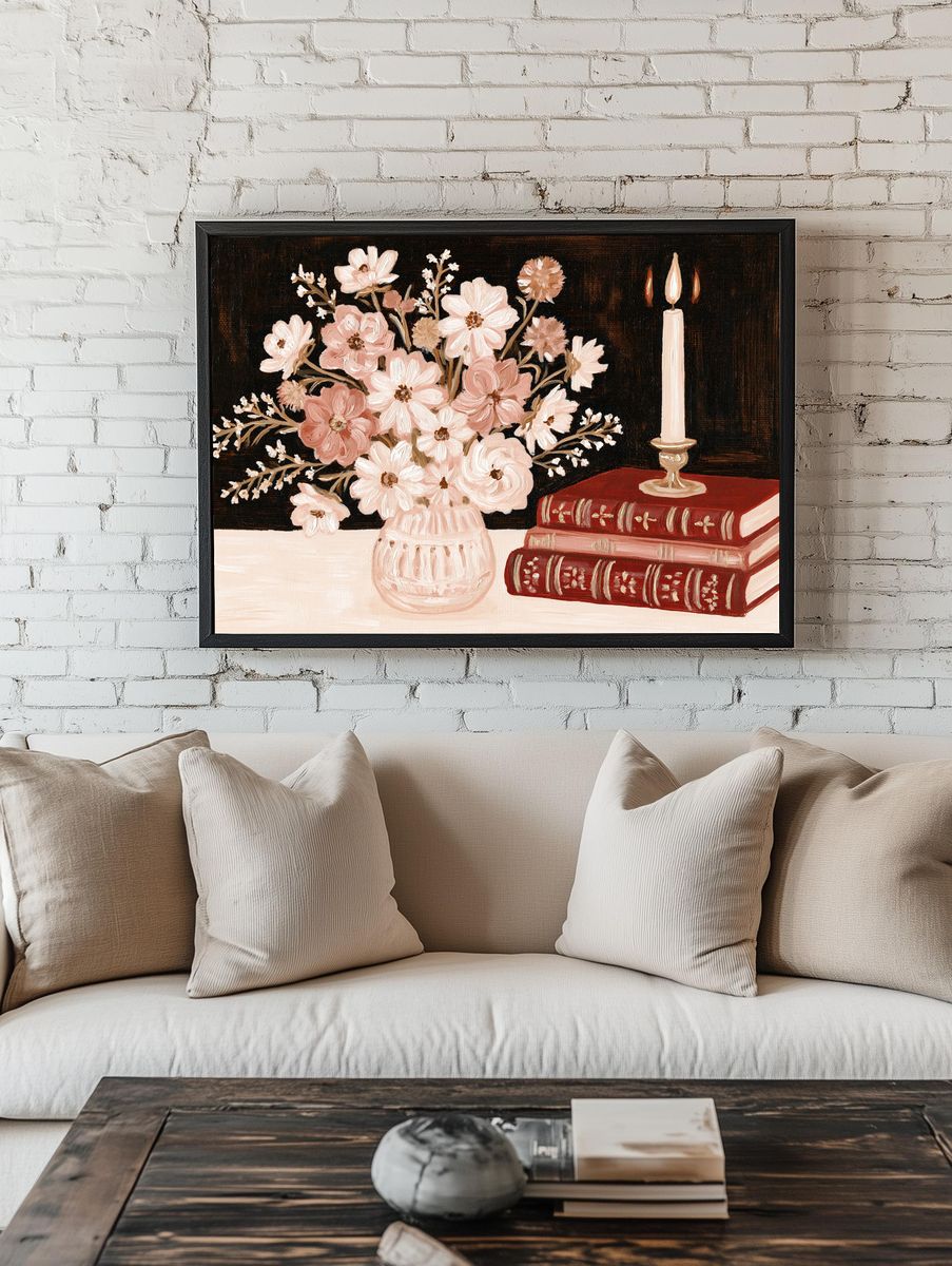 Blush Floral Still Life Poster. — room view 1