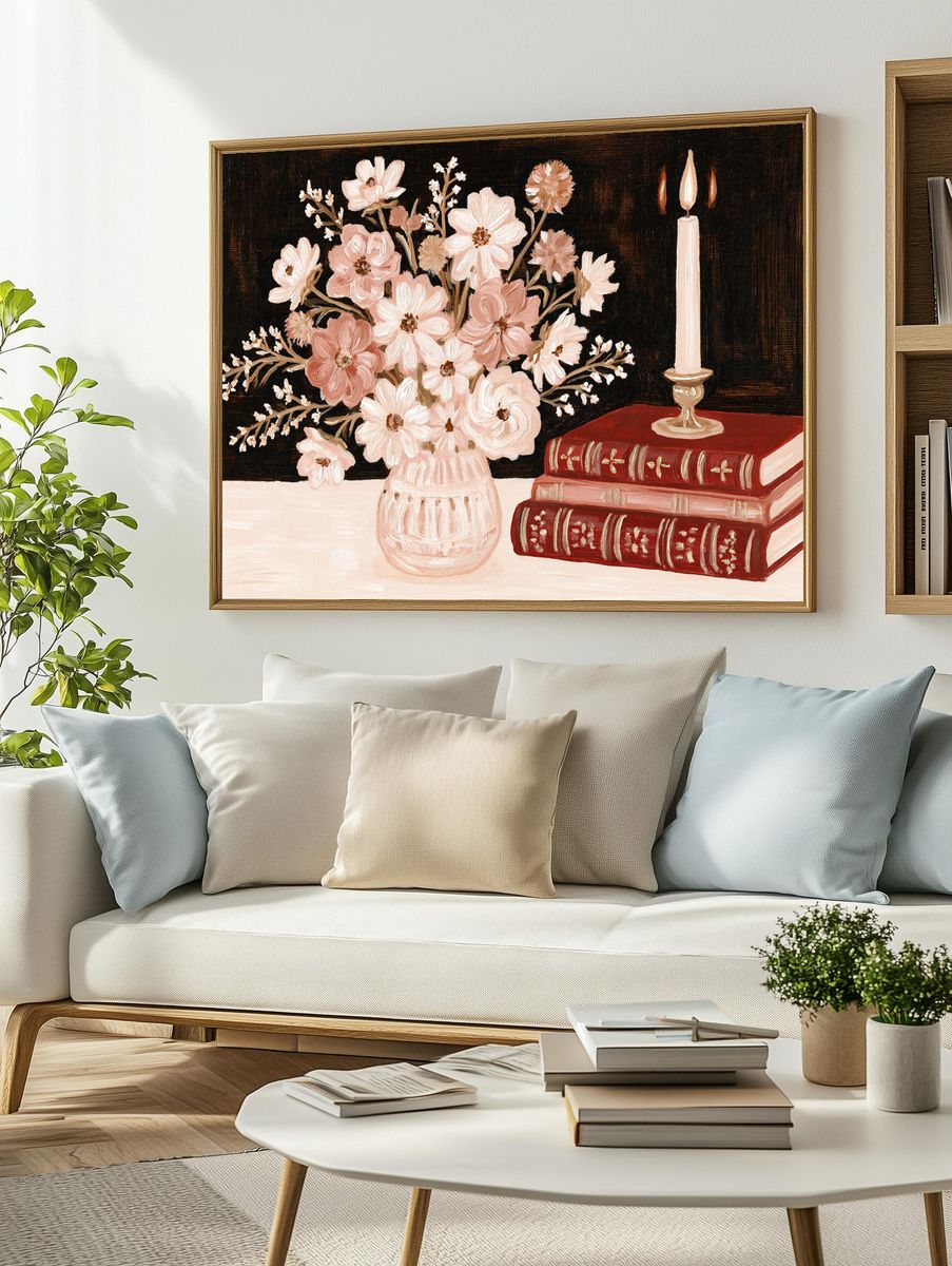 Blush Floral Still Life Poster. — room view 2