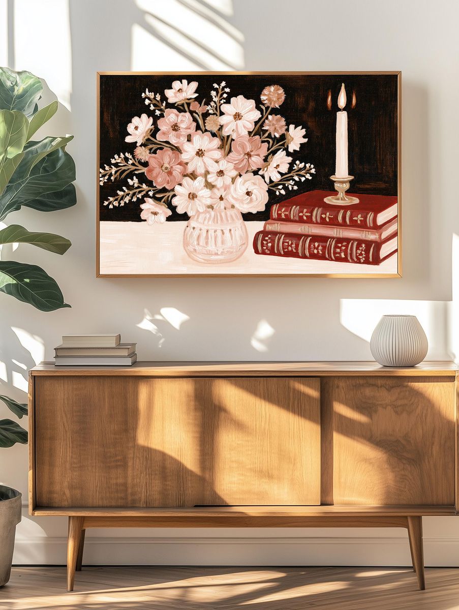 Blush Floral Still Life Poster. — room view 3