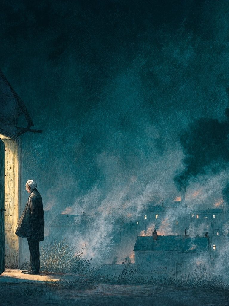 Man at the Door — Surreal Art Print. poster detail