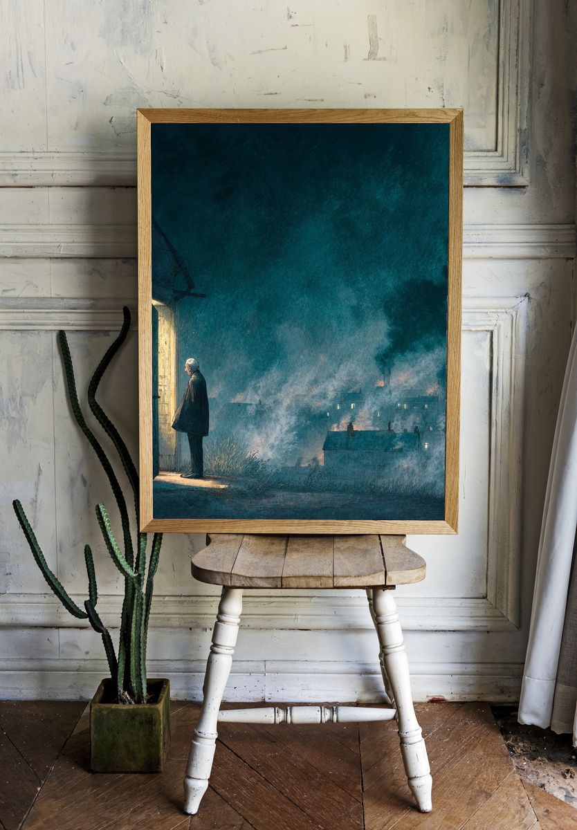 Man at the Door — Surreal Art Print room preview