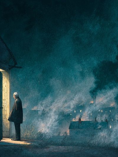 Man at the Door — Surreal Art Print. poster print