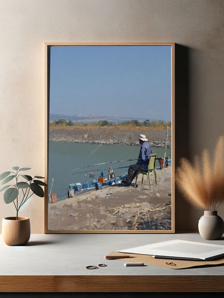Fishing by the River — Fine Art Print. — room view 2