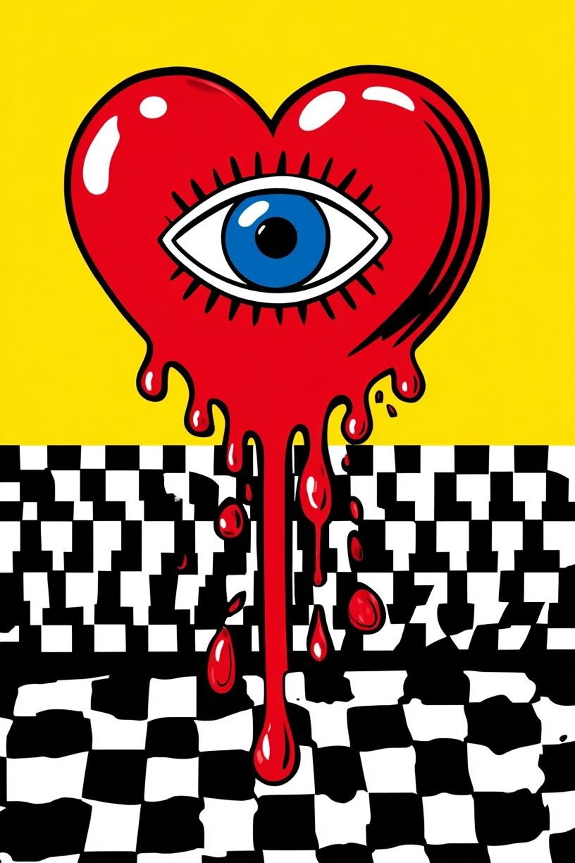 Dripping Heart Eye Pop-Art Poster. poster detail