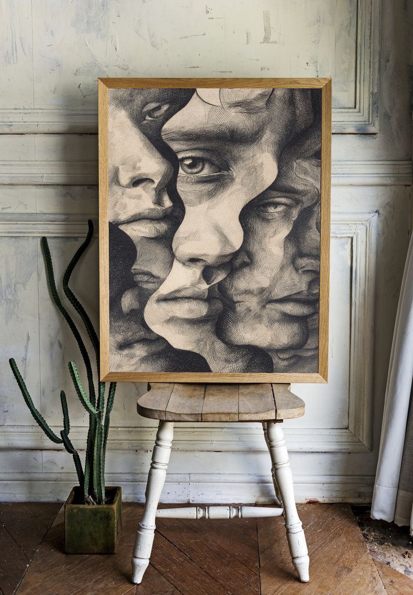 Faces in Shadows — Fine Art Print room preview