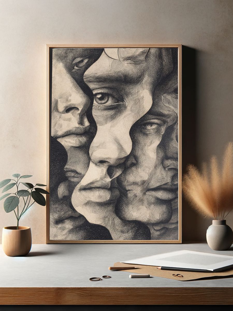 Faces in Shadows — Fine Art Print. — room view 2