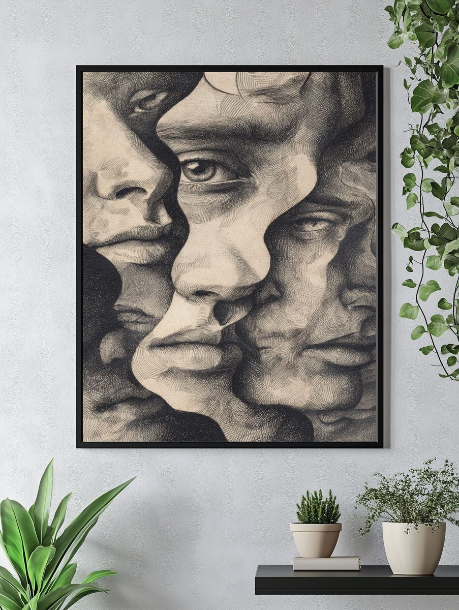 Faces in Shadows — Fine Art Print. — room view 4