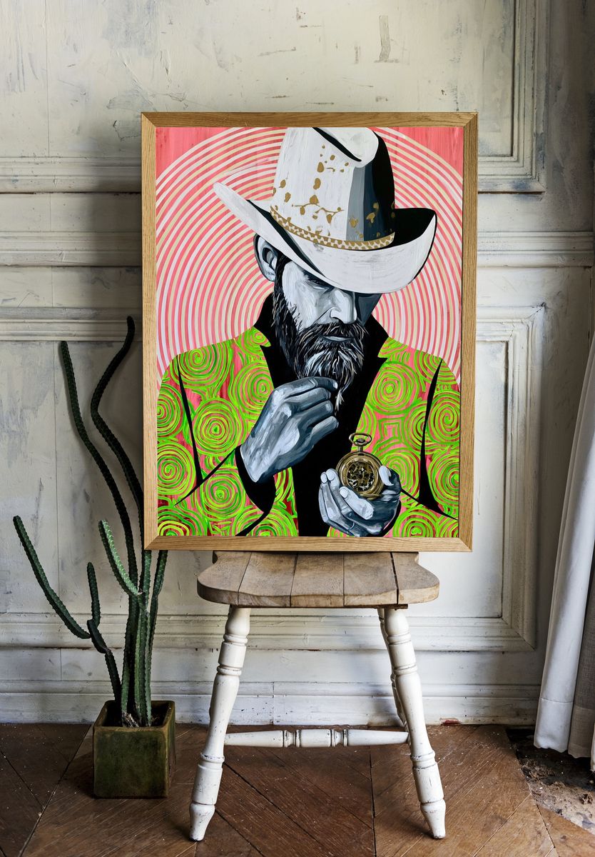 Cowboy Portrait Pop-Art Poster. — room view 1