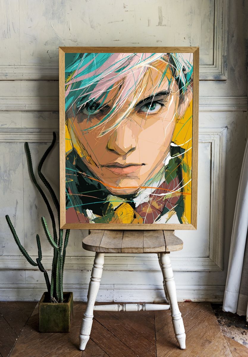 Abstract Portrait Expressionism Poster room preview