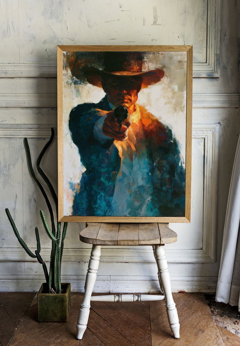 Cowboy Gunman Fine-Art Poster. — room view 1