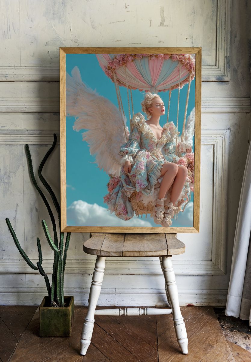 Angel in Hot Air Balloon — Fine Art Print room preview