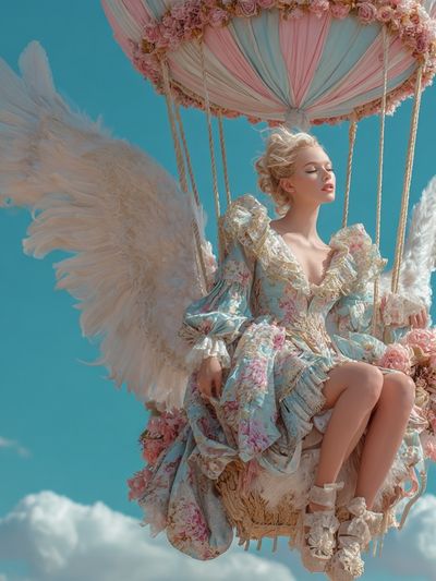 Angel in Hot Air Balloon — Fine Art Print. poster