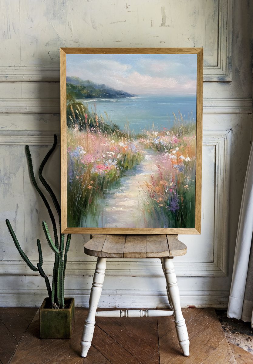 Coastal Wildflower Path Fine-Art Print. room preview