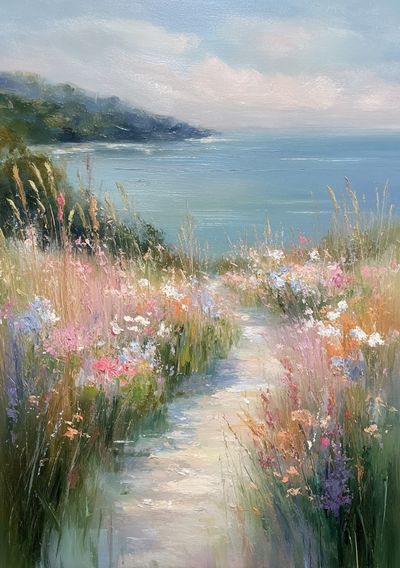 Coastal Wildflower Path Fine-Art Print. poster print