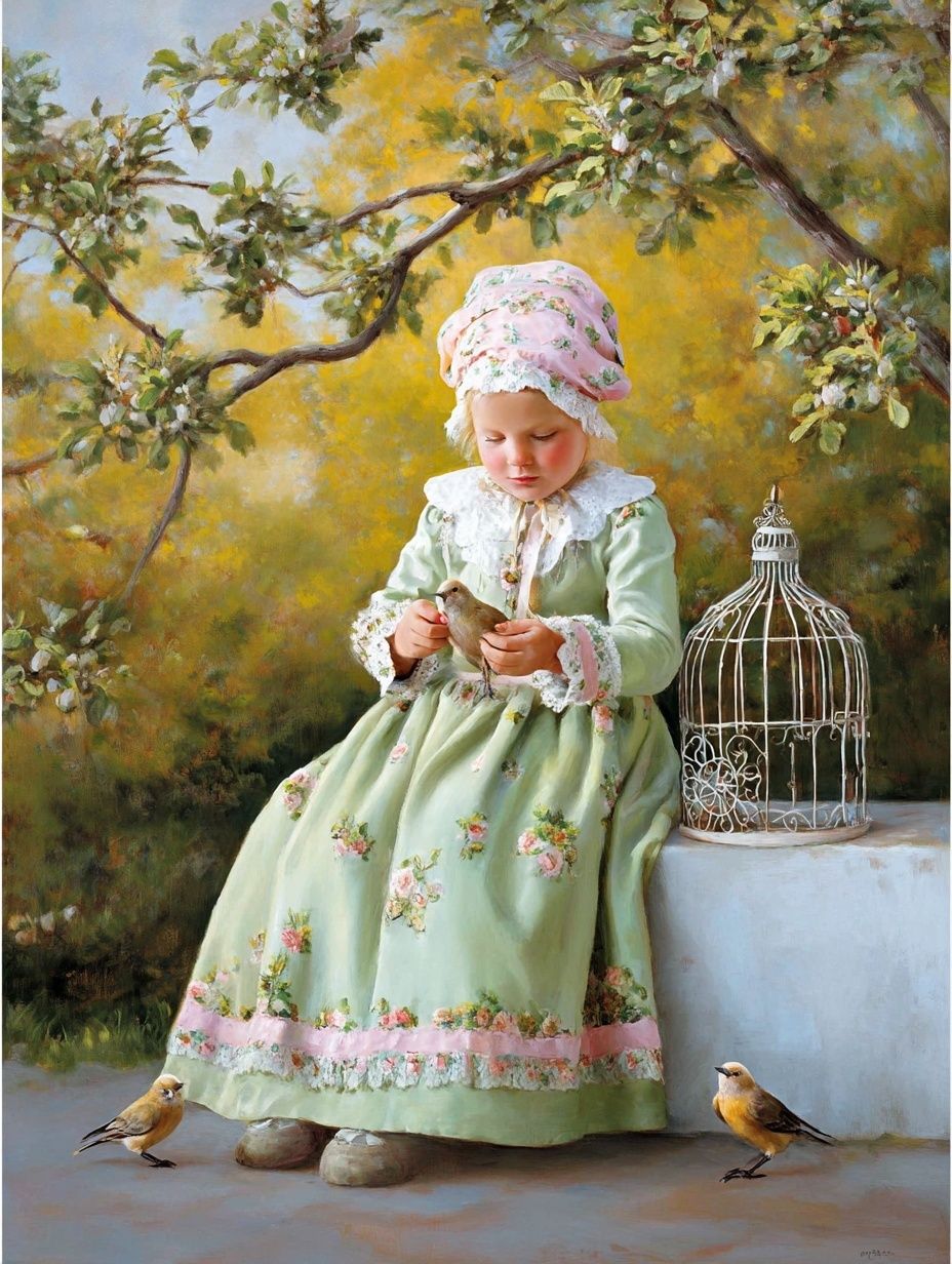 Girl with Bird Fine-Art Poster. poster — fine-art art