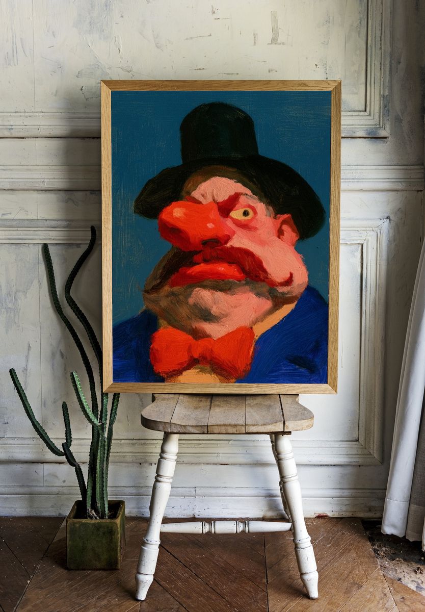 Expressionist Gentleman Portrait Print. — room view 1