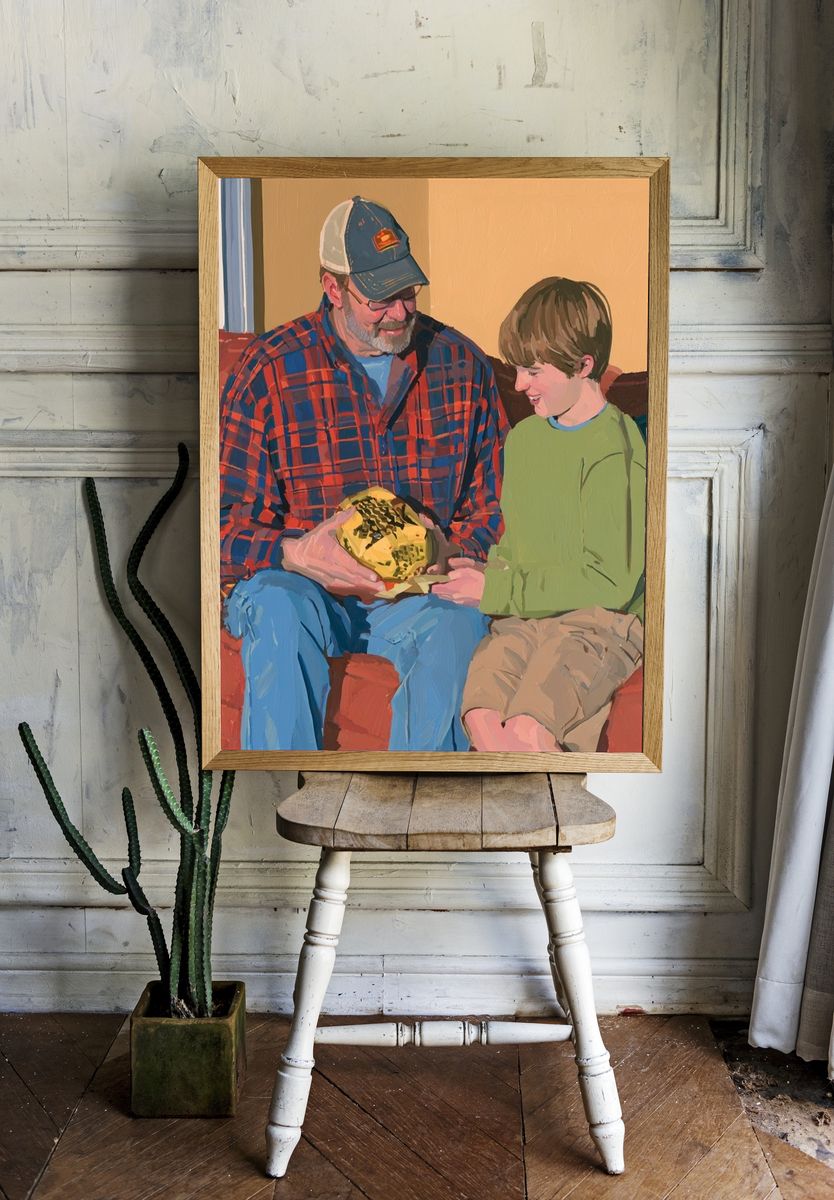 Father and Son Portrait Print. — room view 1