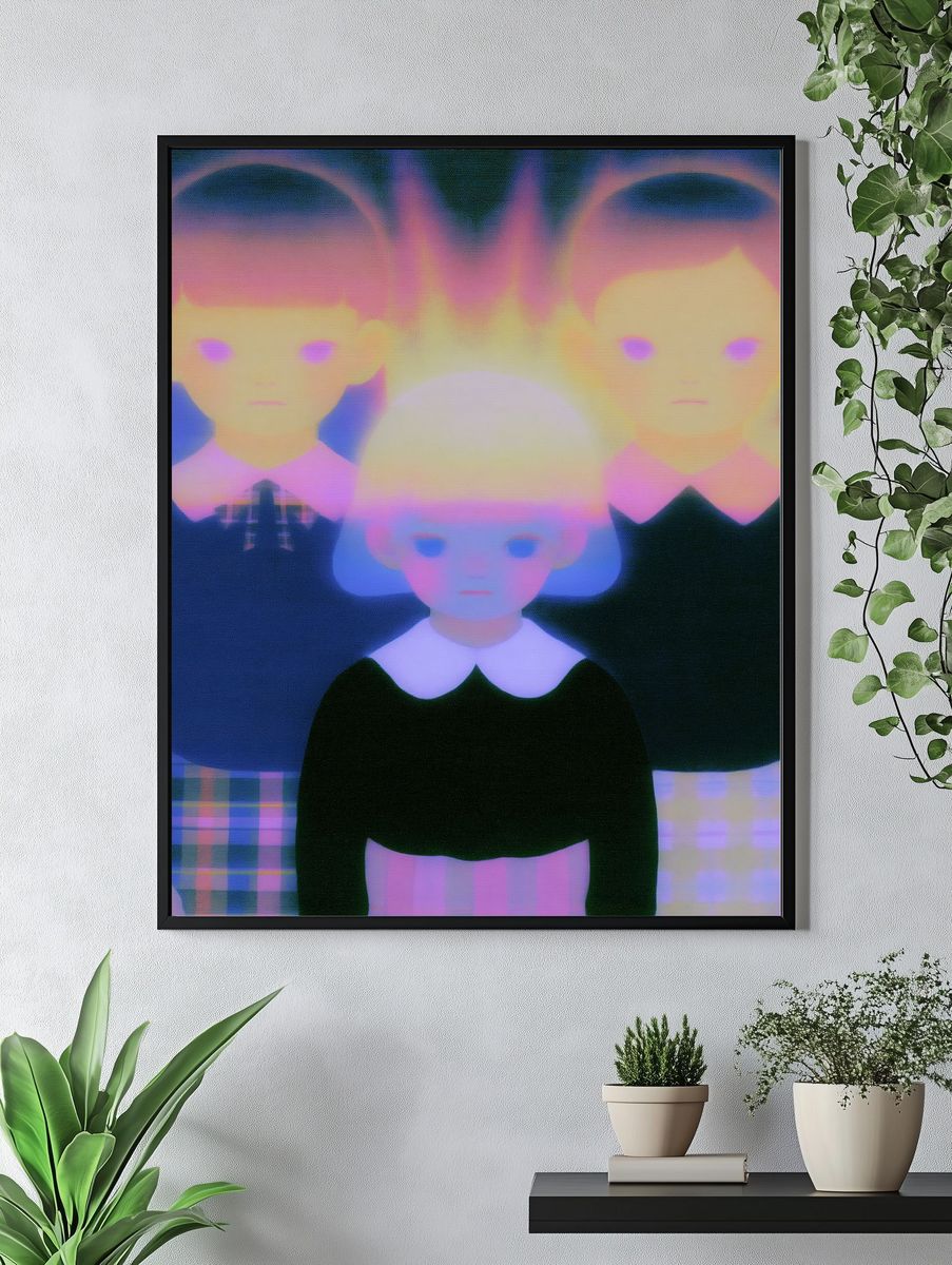 Neon Trio Portrait Print. — room view 4