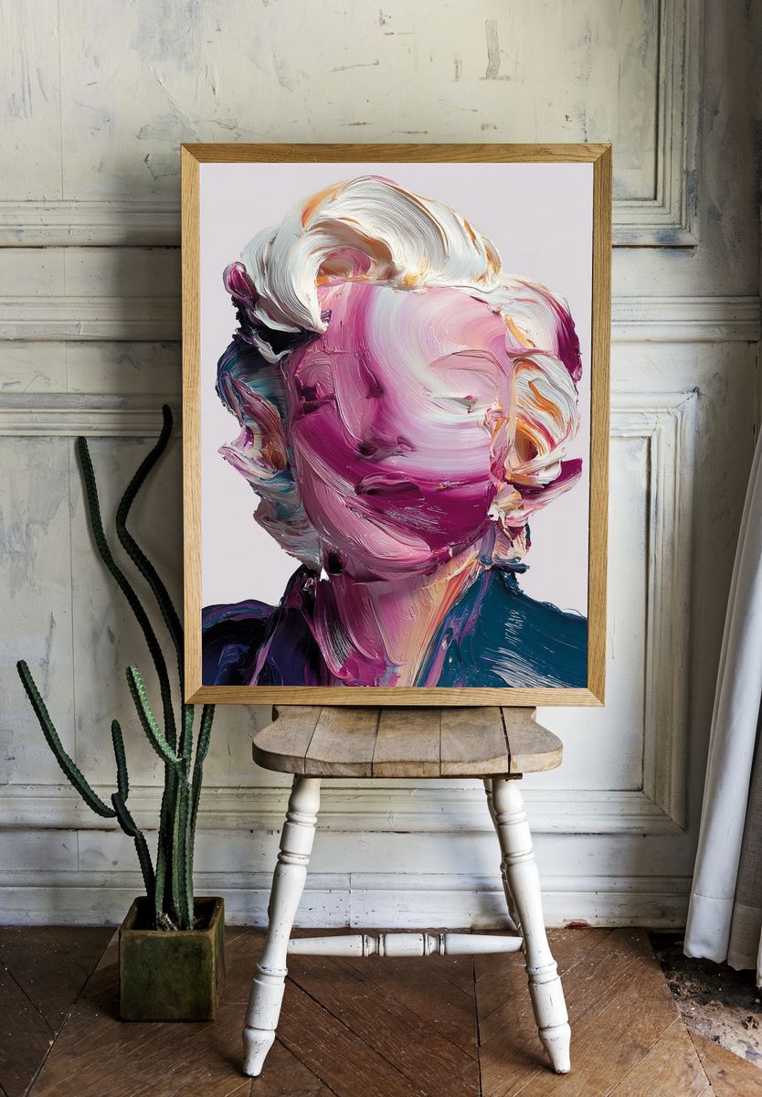 Abstract Painted Portrait Print. — room view 1
